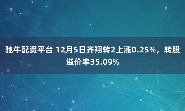 驰牛配资平台 12月5日齐翔转2上涨0.25%,转股溢价率35.09%